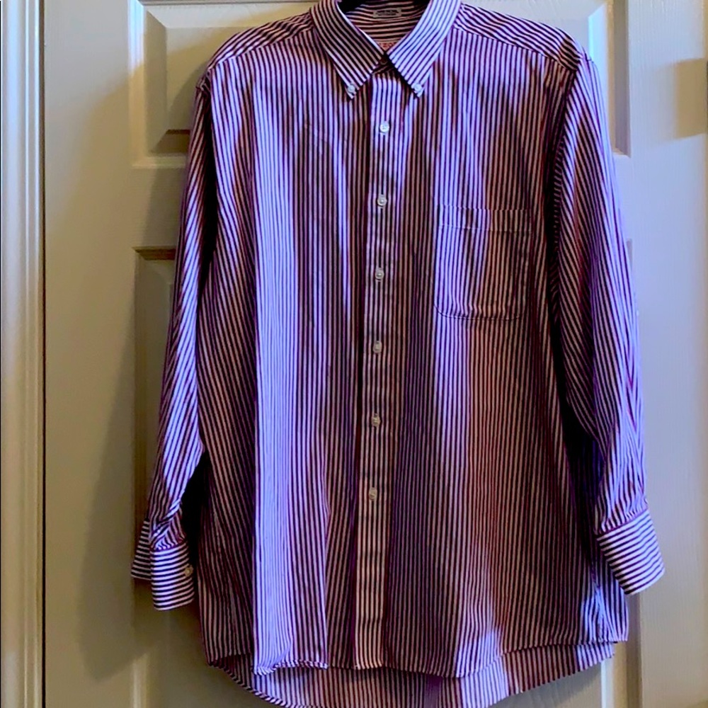 Men’s button down maroon stripe Izod shirt
